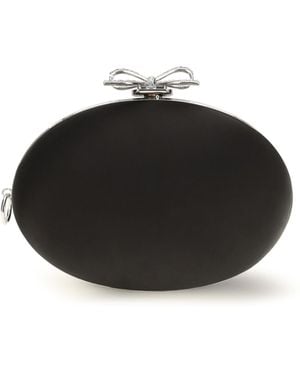 Self-Portrait Oval Satin Clutch Polyester; Elastane Clutches - Black