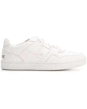 Celine Round Toe Lace-Up Trainers - White