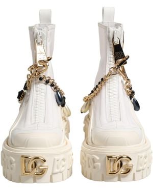 Dolce & Gabbana Leather Rubber Logo Ankle Boots Shoes Co+Pl+Pu+20Lf - Natural