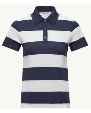Moncler Moncler Horizontal-Striped Cotton Polo - Blue