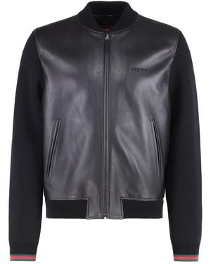 Gucci Nappa Leather Bomber Jacket - Black