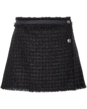Versace Vichy Tweed Wrap Mini Skirt - Black