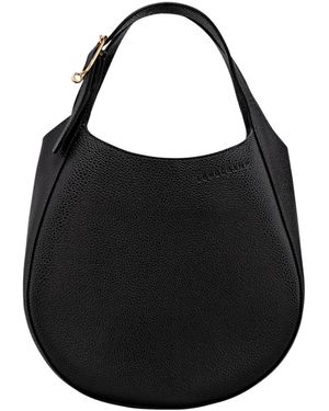 Longchamp Handbag Le Foulonné With Zip Closure Leather For Calf Shoulder Bags - Black