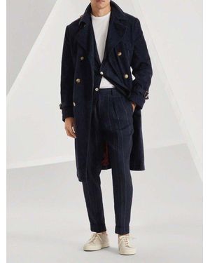 Brunello Cucinelli Leather Trench Coat - Blue