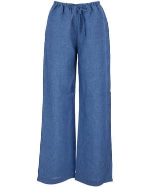 Rohe Linen Trousers With Elastic Waist And Drawstring For Trousers - Blue