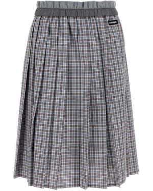Miu Miu Embroidered Cotton Skirt - Gray