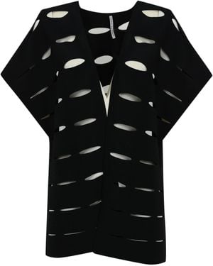 Liviana Conti Perforated Viscose Cardigan - Black