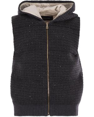 Fabiana Filippi Knitted Vest With Hood - Black