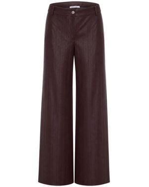 Patrizia Pepe Dark Faux Leather Wide-Leg Trousers - Purple