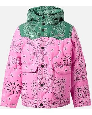 MC2 Saint Barth Hooded Down Padded Jacket Baxter Jr With Bandana Print - Pink