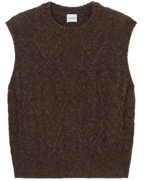 Closed Crew-Neck Vest - Brown