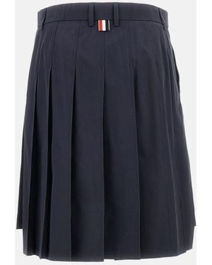 Thom Browne Cotton Pleated Skirt - Blue