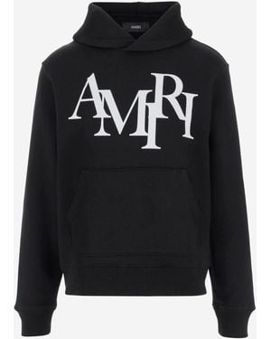 Amiri Cotton Sweatshirt With Offset Logo - Black