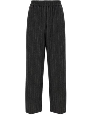 Brunello Cucinelli Micro-Sequin Pinstripe Pants - Black