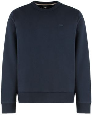 BOSS Cotton Sweatshirt With Logo - Blue