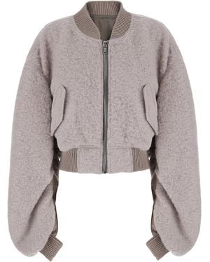 Rick Owens Bomber Jacket Secchia Flight Wool Coat - Gray