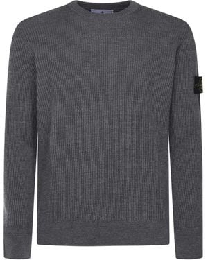 Stone Island Sweater With Ribbed Edges - Gray