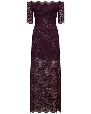 Rabanne Layered Lace Long Dress - Purple