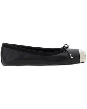 McQueen Ballet Flats With Metallic Toe - Black