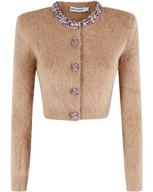 Self-Portrait Embellished Trim Cardigan - White