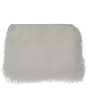 Loulou de Saison Evano Clutch With Fringed Design And Zip Closure - Gray