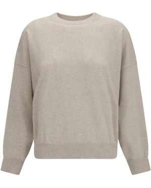 Brunello Cucinelli Cashmere Sweater With Monili Chain Kashmir/Capra Hircus - White