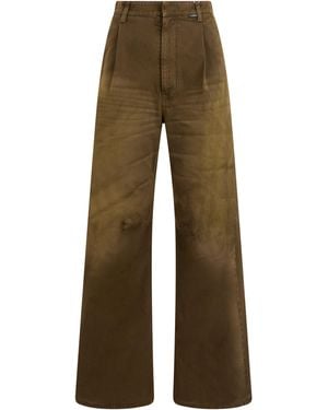 MM6 by Maison Margiela Palazzo Trousers High-Waisted Cotton Flared Jeans - Green
