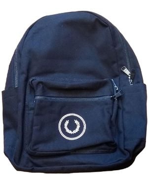 Fred Perry Canvas Branded Backpack Bag - Blue