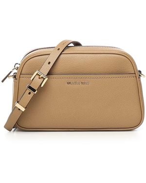 Michael Kors Jet Set Leather Shoulder Camera Bag - Natural