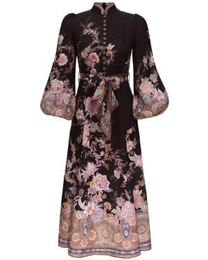 Zimmermann Luna Linen Midi Dress - Black