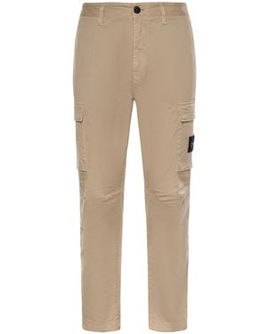 Stone Island Stretch Cotton Twill Cargo Trousers - Natural