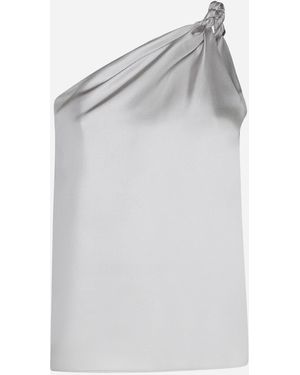 Loulou Studio Adiran One-Shoulder Silk Top - Grey