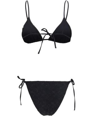 Kristina Ti Bikini With Floral Details Polyester; Spandex Swimwear - Black