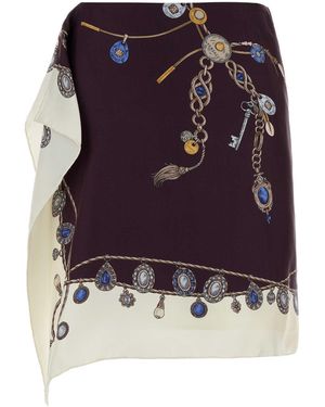 Versace Versace Jewel-Print Silk Skirt — Burgundy - Purple