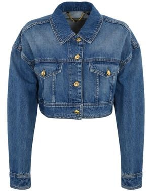 Elisabetta Franchi Oversized Cropped Denim Jacket - Blue