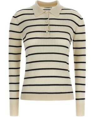 Max Mara Max Mara Striped Cashmere-Silk Polo - Gray