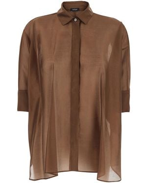 Le Plain Shirt With Classic Collar And Hidden Button Closure On The Front - Brown