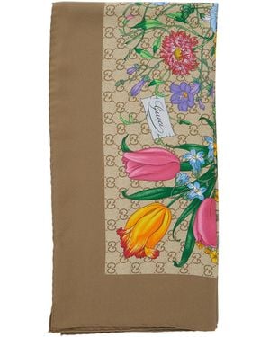 Gucci Silk Twill Scarf - Gray