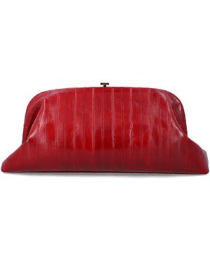 Alberta Ferretti Eel Leather Maxi Pouch Clutch - Red