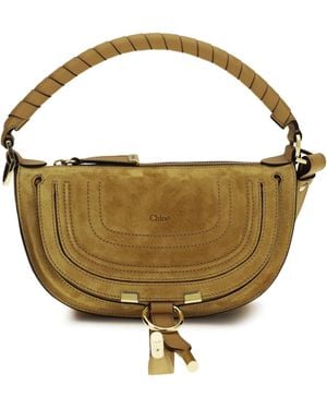 Chloé Marcie Suede Mini Shoulder Bag Calf Leather Bos Taurus - Metallic