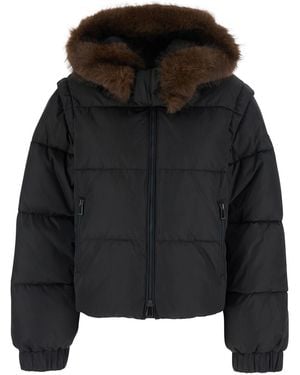 Pinko Padded Jacket With Hood, Polyester Puffer - Black
