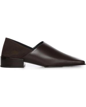 Maison AlaïA Square Slippers Leather Loafers - Brown