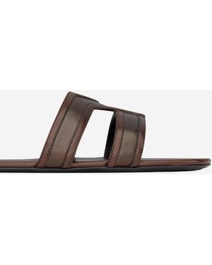 Saint Laurent Leather Sandals Calf - Brown