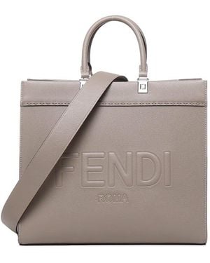 Fendi Sunshine Leather Bag - Gray