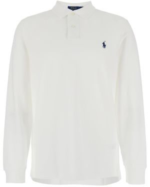 Ralph Lauren Custom Slim Fit Polo With Classic Collar And Pony Embroidered On The Front - White