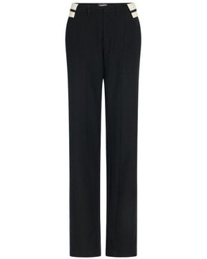 Jean Paul Gaultier Wool Straight-Leg Tailored Trousers With Cuffs - Black