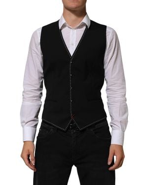 Dolce & Gabbana Wool Dress Formal Waistcoat Vest 03+Wv - Black