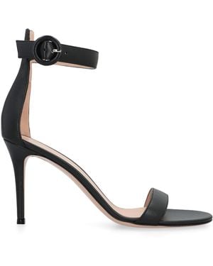 Gianvito Rossi Heeled Sandals With Stiletto Heel Leather - Black
