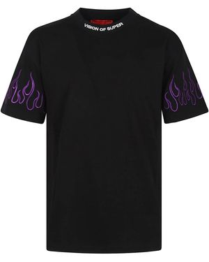 Vision Of Super T-Shirt With Embroidered Flames And Logo in