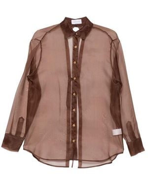 THE NINA STUDIO Sheer Tie-Back Shirt - Brown